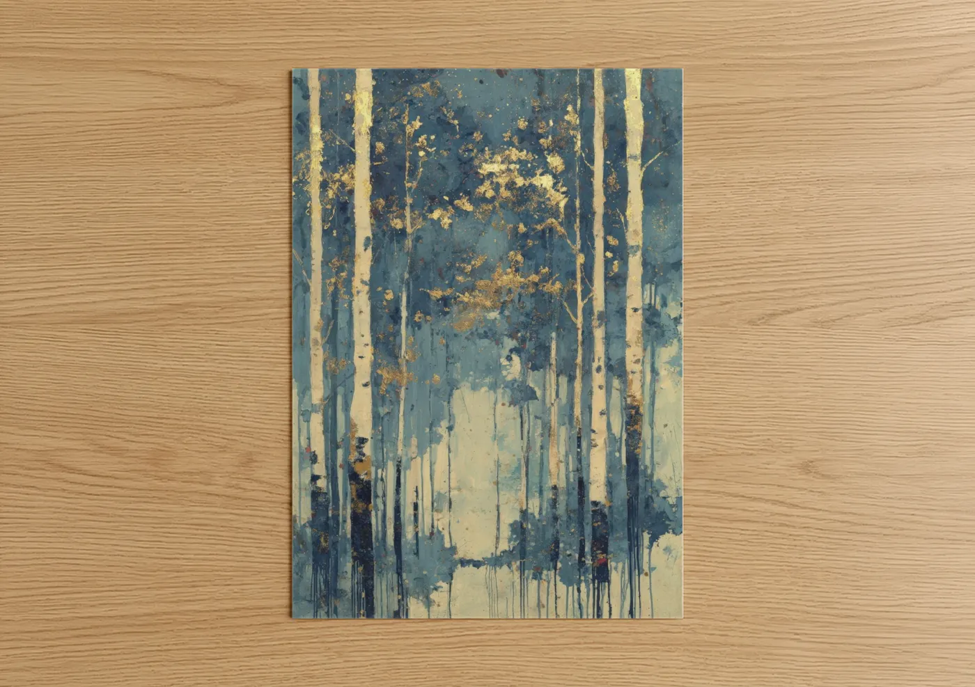 Golden Birch Forest Abstract Wall Art