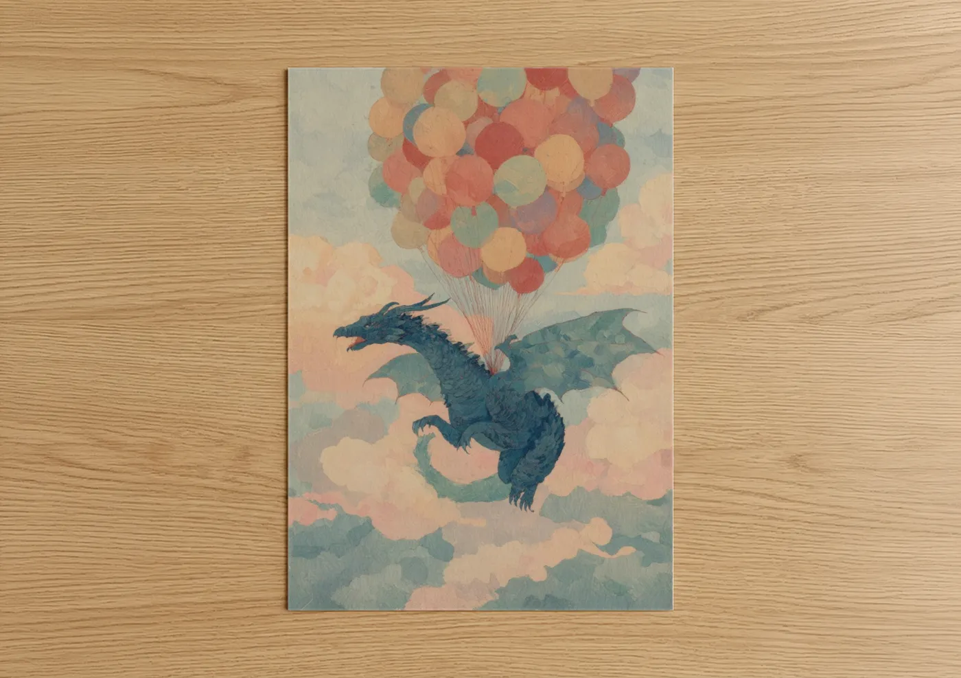 Whimsical Dragon Hot Air Balloon Wall Art