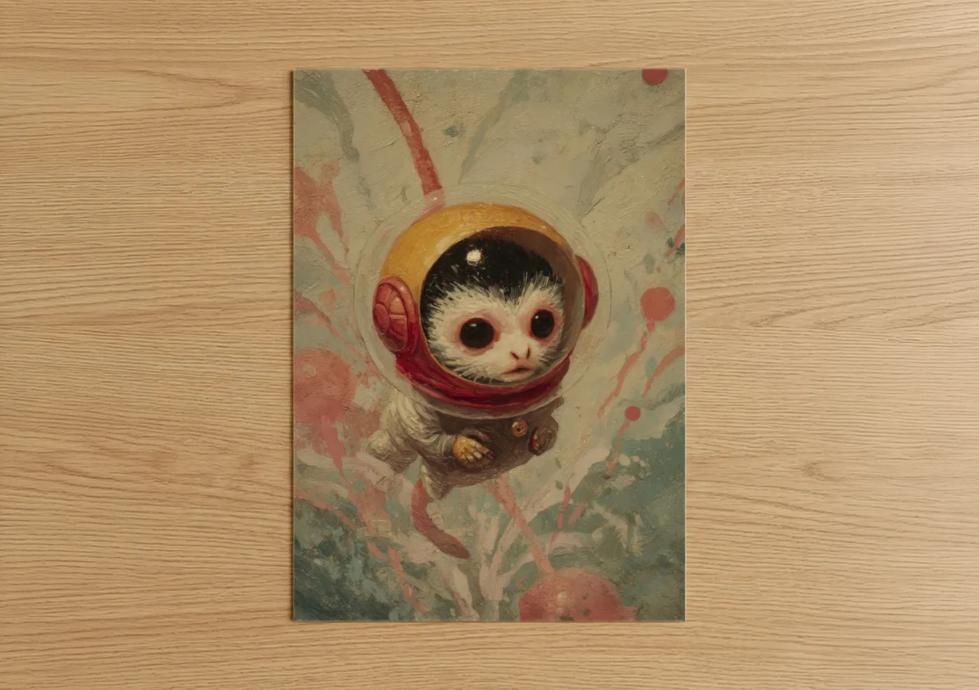 Whimsical Cosmonaut Monkey Space Wall Art