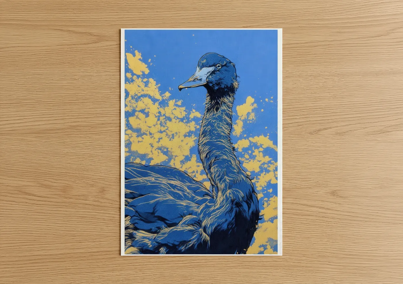 Azure Swan Portrait Modern Art Print Wall Art