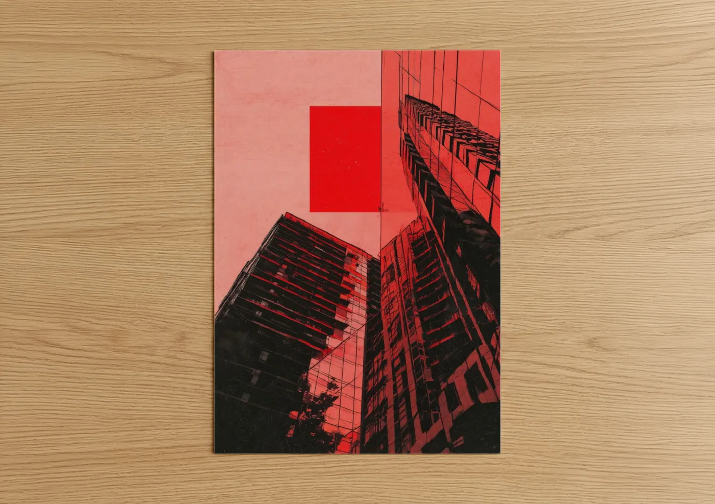 Red Geometric Architecture Abstract Wall Art