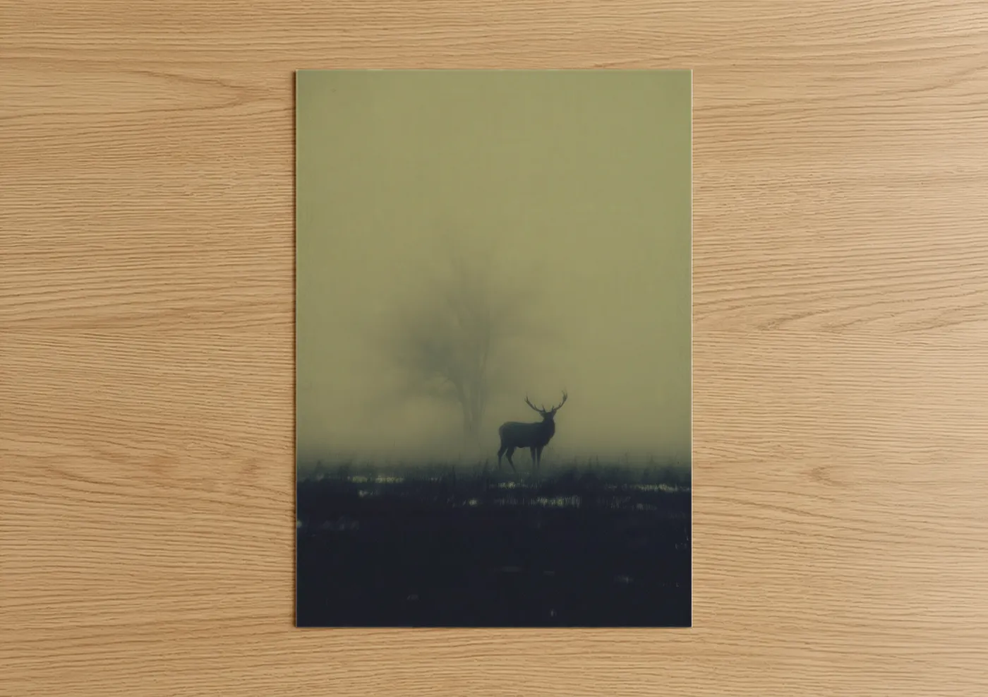 Misty Reindeer in Foggy Forest Wall Art