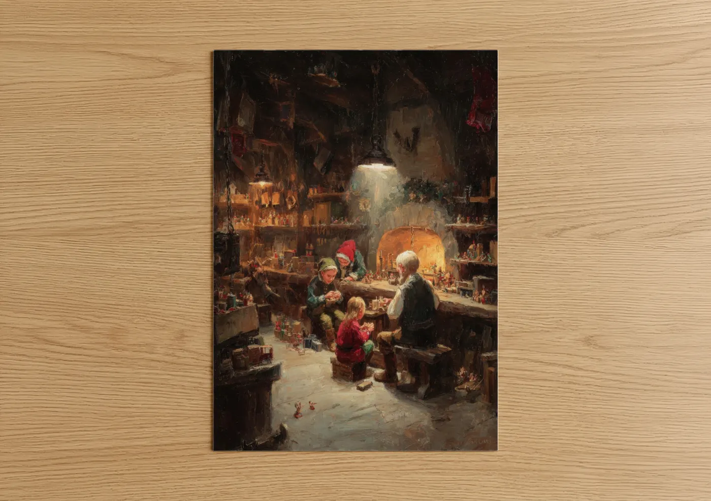 Festive Christmas Toy Workshop Wall Art