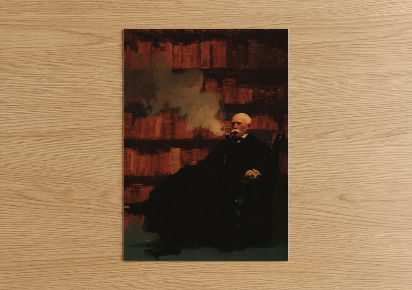 Vintage Man Smoking Portrait Dark Mood Wall Art