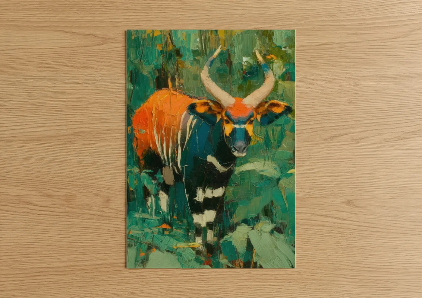 Golden Antelope Oil Painting Abstract Wall Art