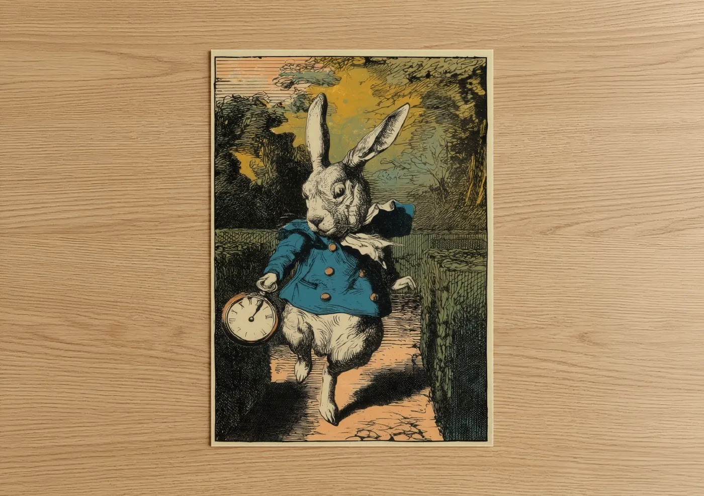 White Rabbit Time Vintage Victorian Wall Art