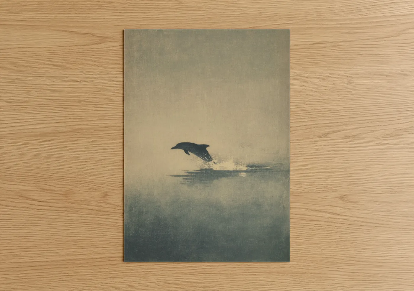 Leaping Dolphin Watercolor Seascape Wall Art