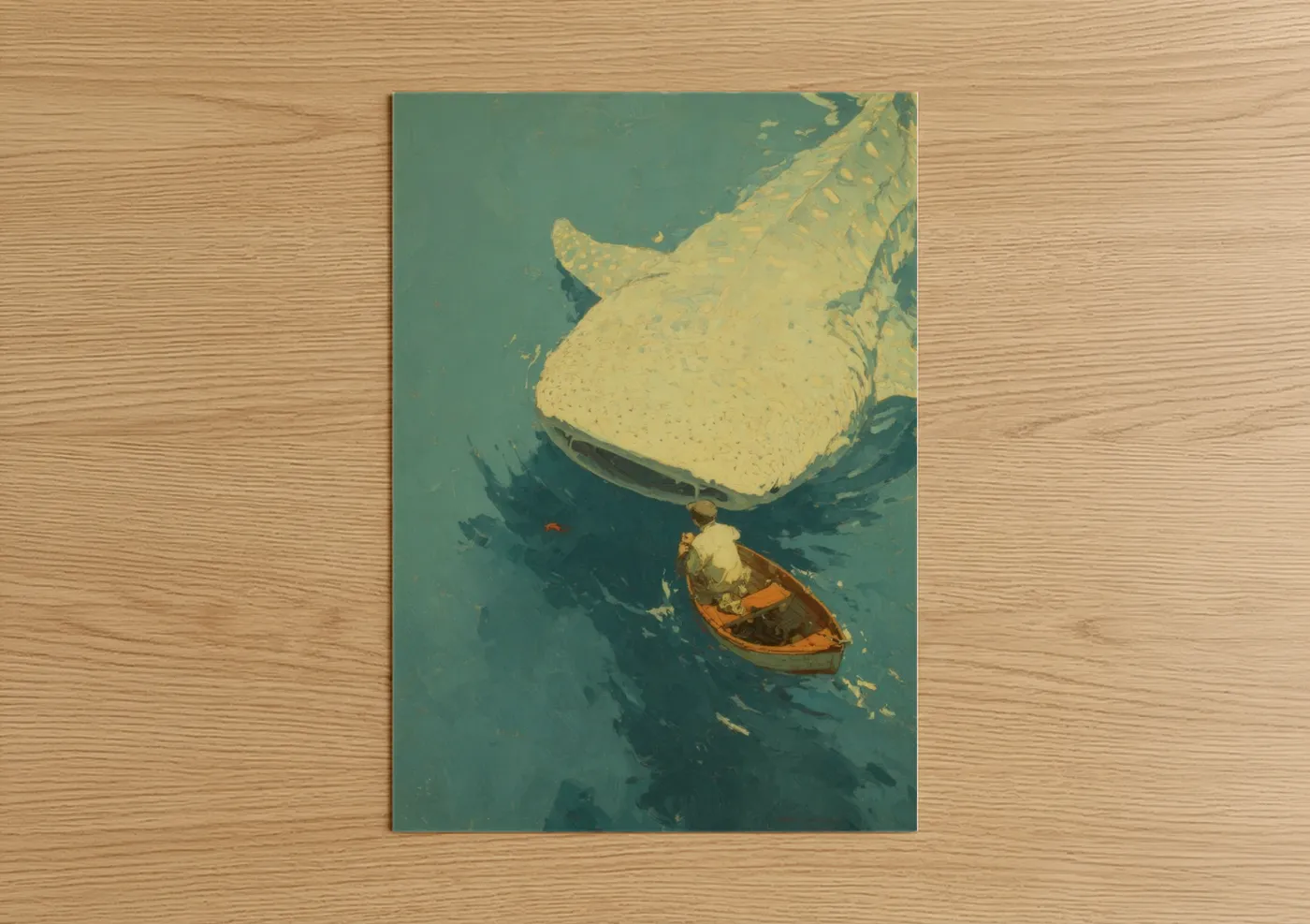 Whale Shark Boat Illustration Wall Art