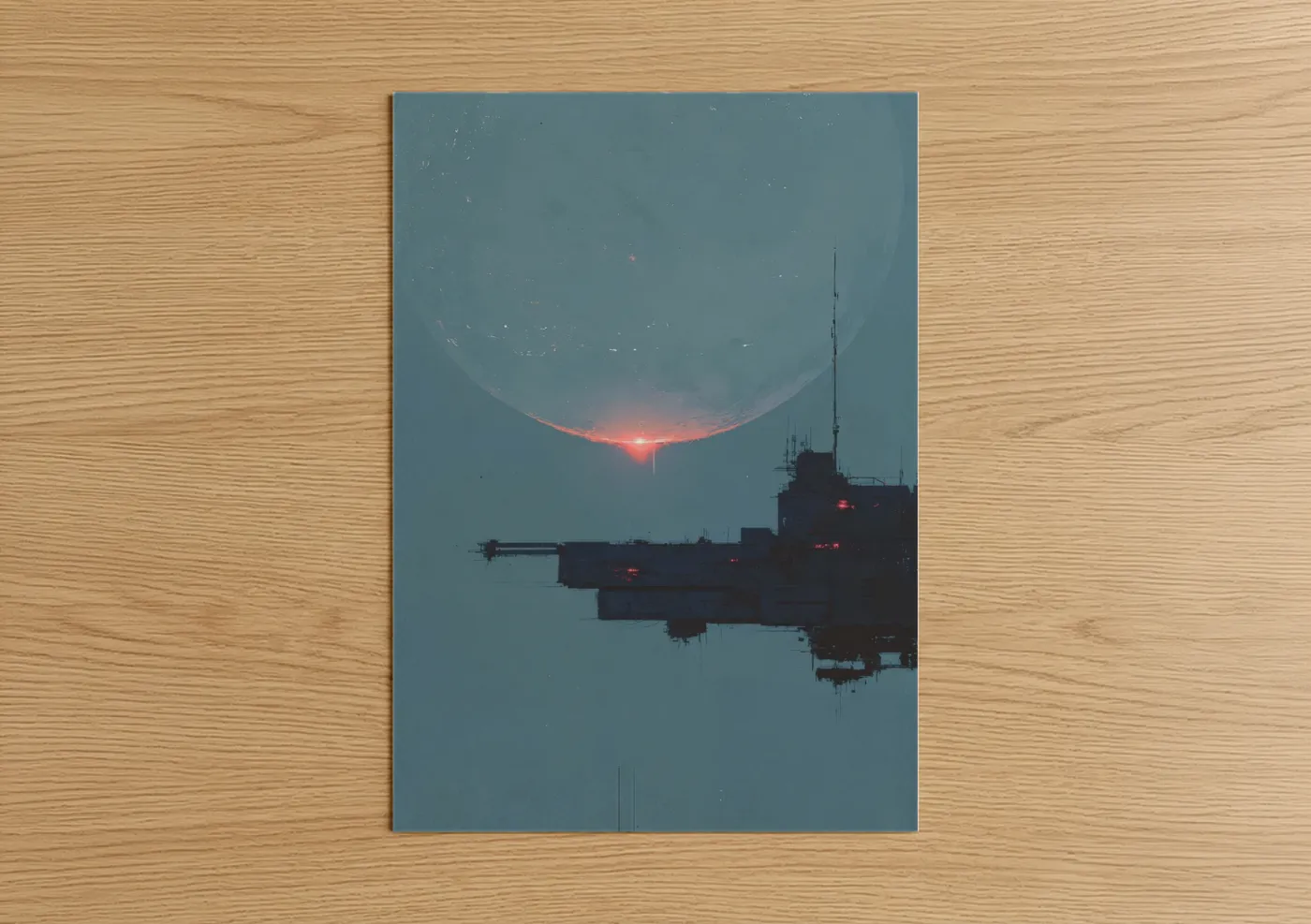 Satellite Orbital Sunset Sci-Fi Wall Art