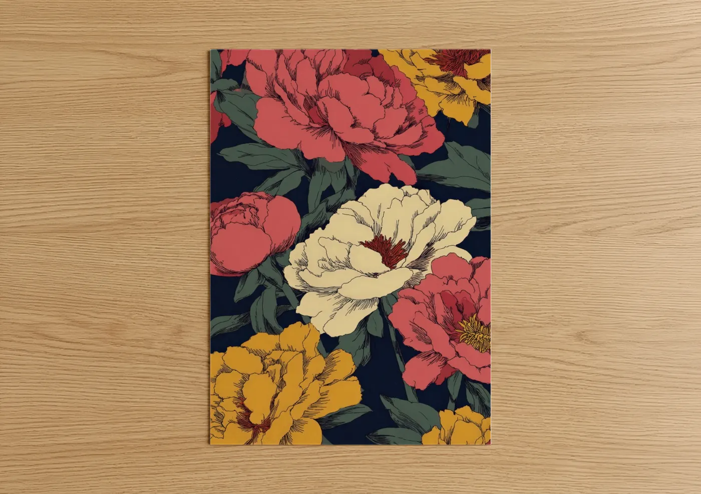 Jewel Tone Peony Floral Art Print Wall Art
