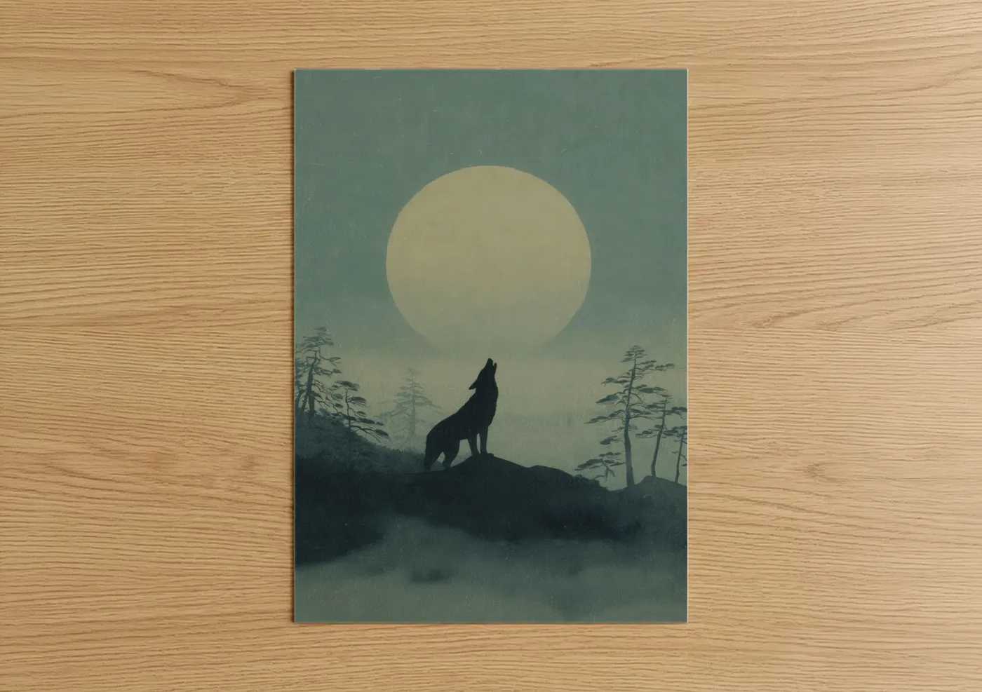 Coyote Howling Moon Forest Wall Art