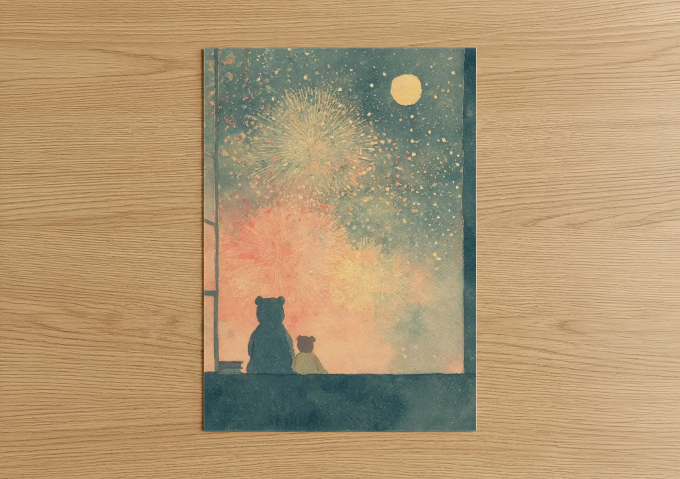 New Year's Eve Fireworks Silhouette Wall Art