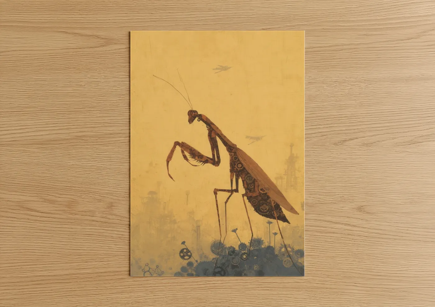 Steampunk Praying Mantis Industrial Wall Art