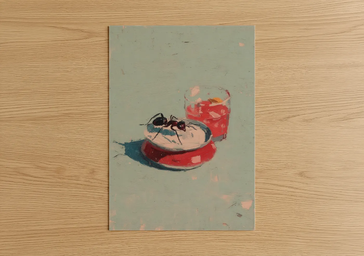 Whimsical Ant with Dessert Illustration Wall Art