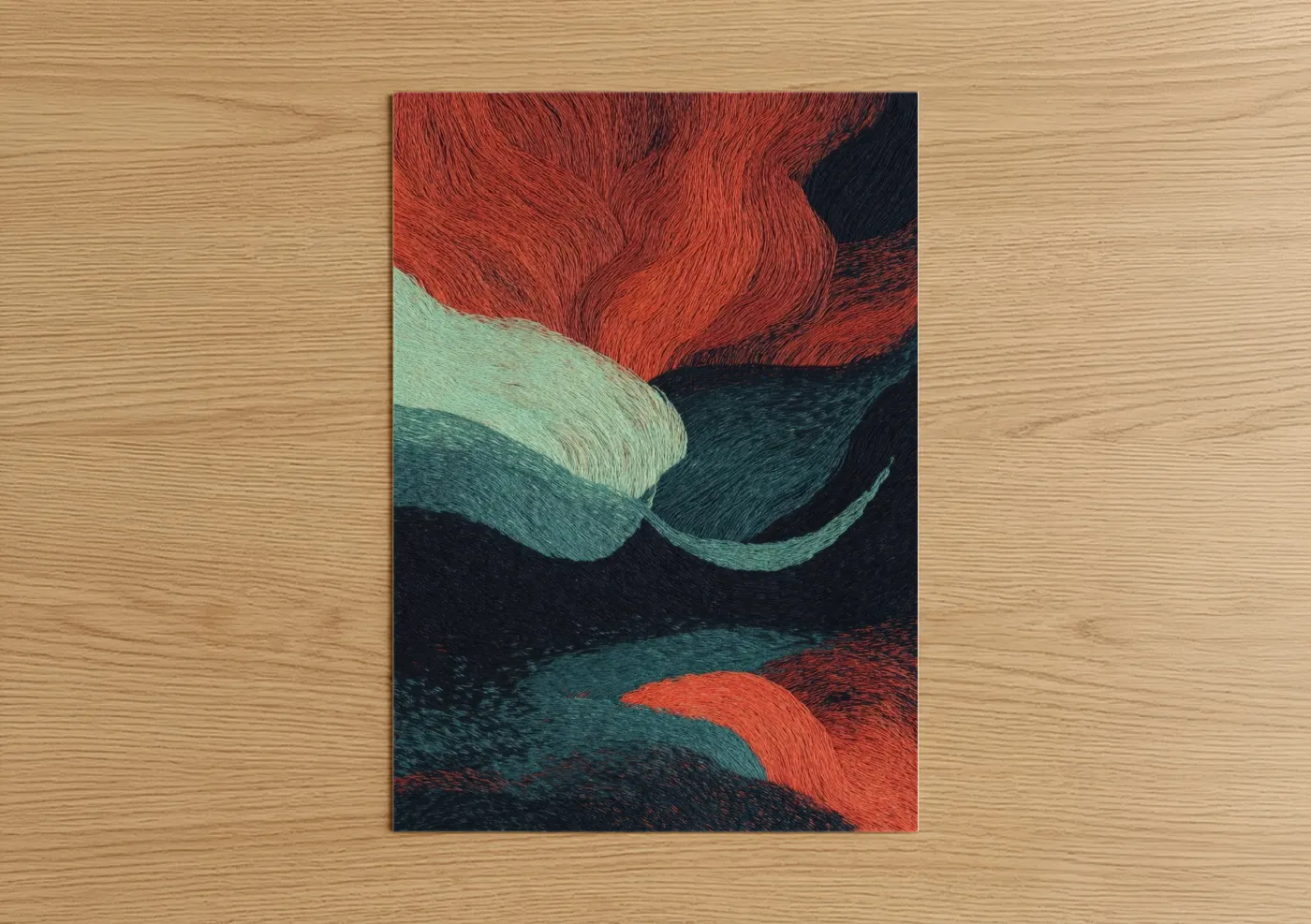 Abstract Textile Waves Fiber Wall Art