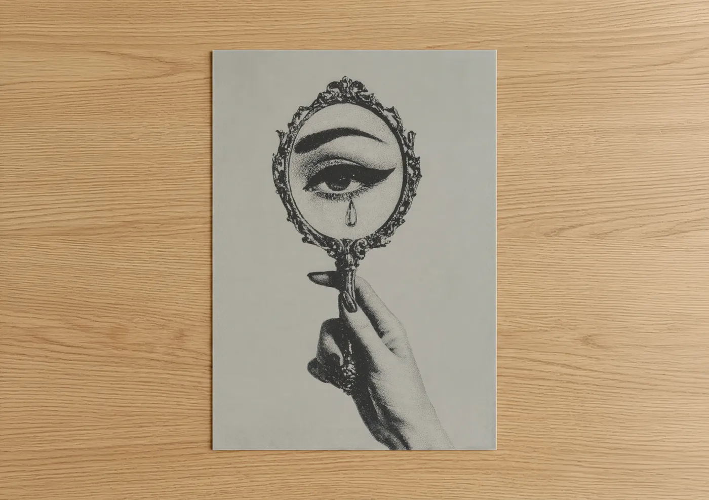 Crying Eye Mirror Vintage Beauty Wall Art