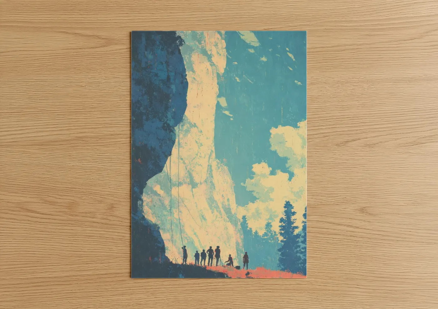 Epic Cliff Climbers Adventure Landscape Wall Art