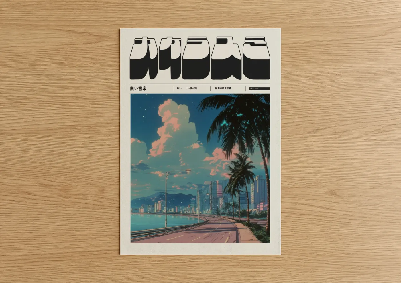 Coastal Vaporwave Anime Aesthetic Wall Art