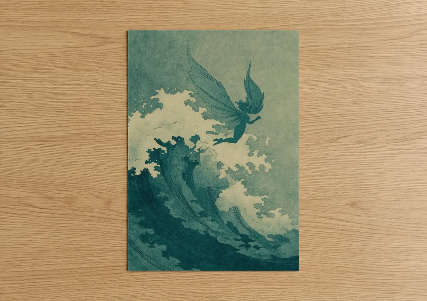 Ethereal Wave Fairy Watercolor Wall Art