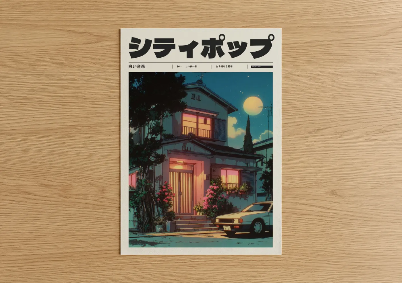 Anime Neon House Japanese Retro Aesthetic Wall Art