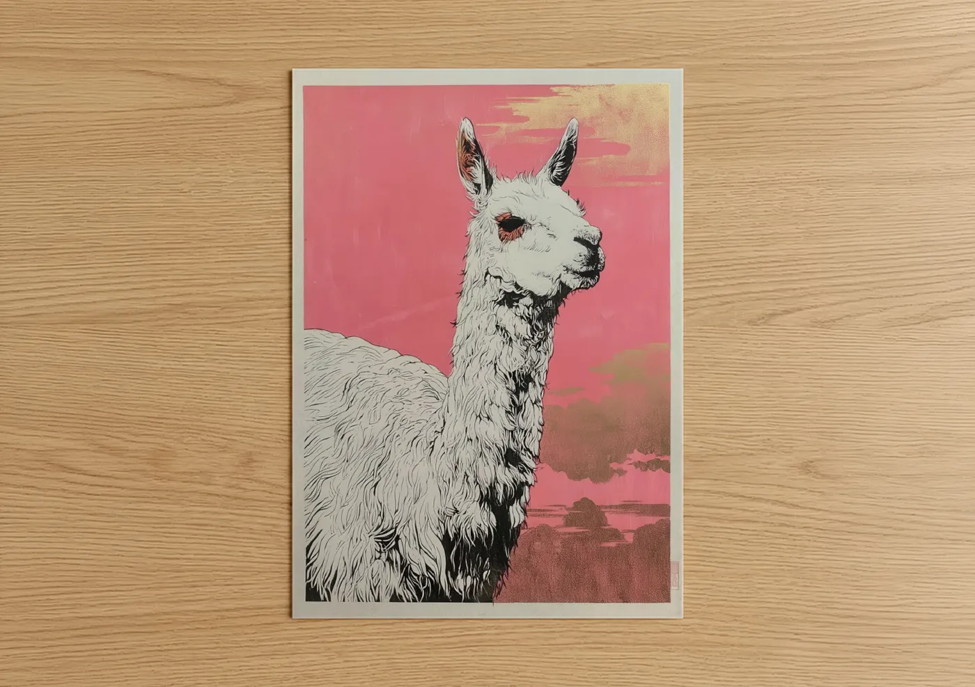 Pink Alpaca Modern Pop Wall Art