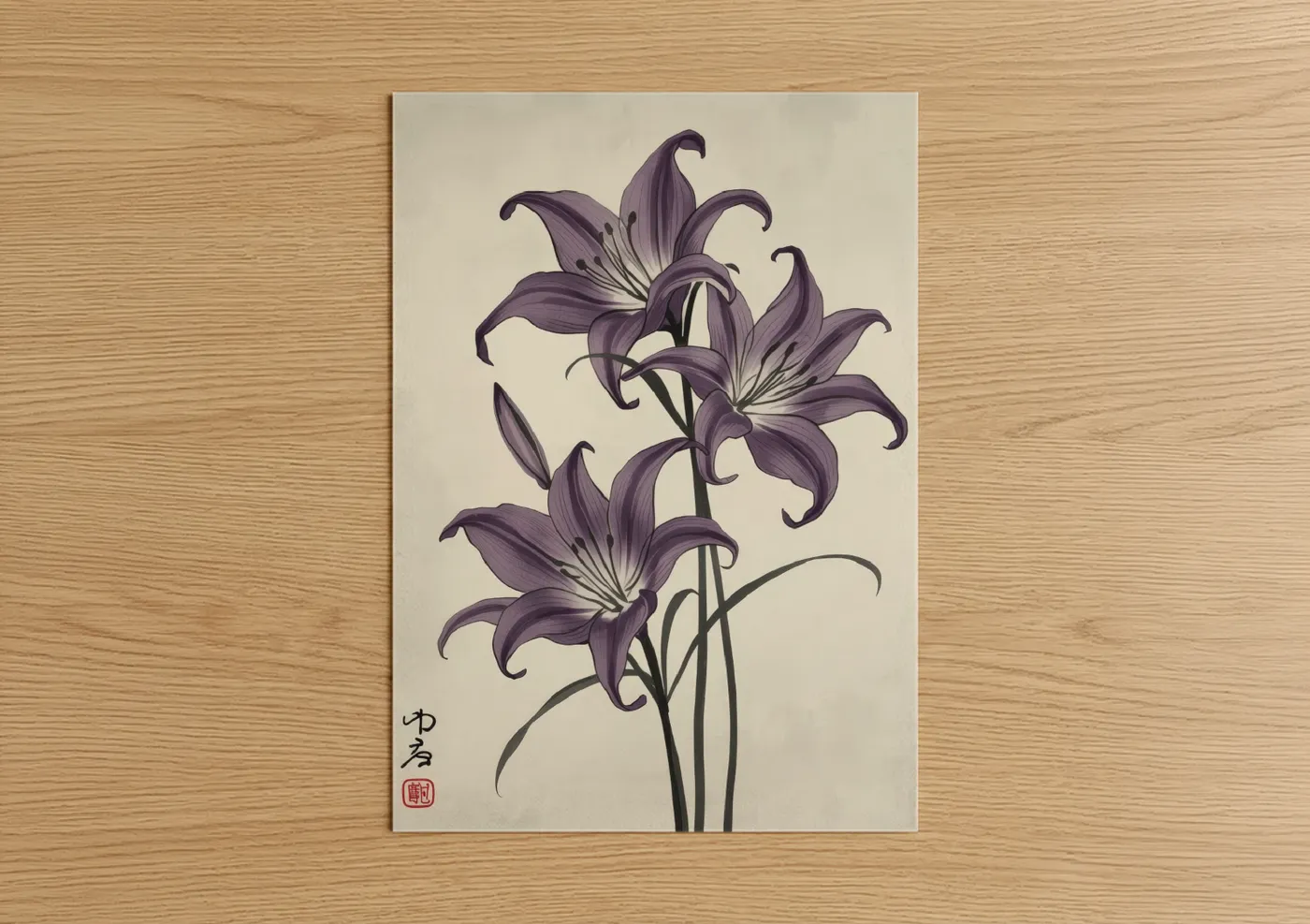 Purple Amaryllis Flowers Botanical Art Wall Art
