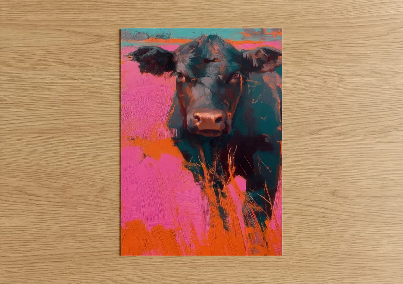 Neon Angus Cow Modern Pop Art Wall Art