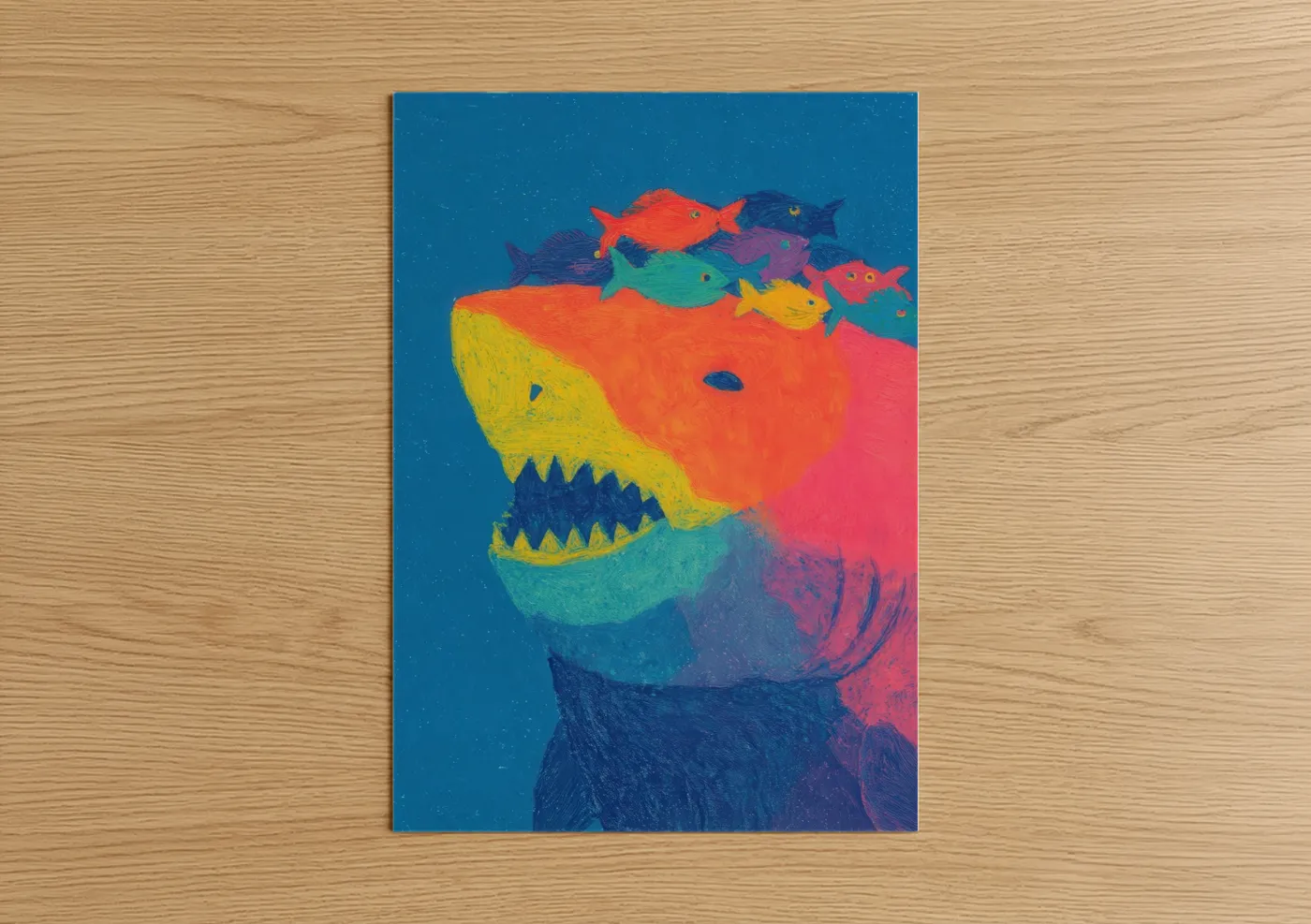 Colorful Basking Shark Modern Wall Art