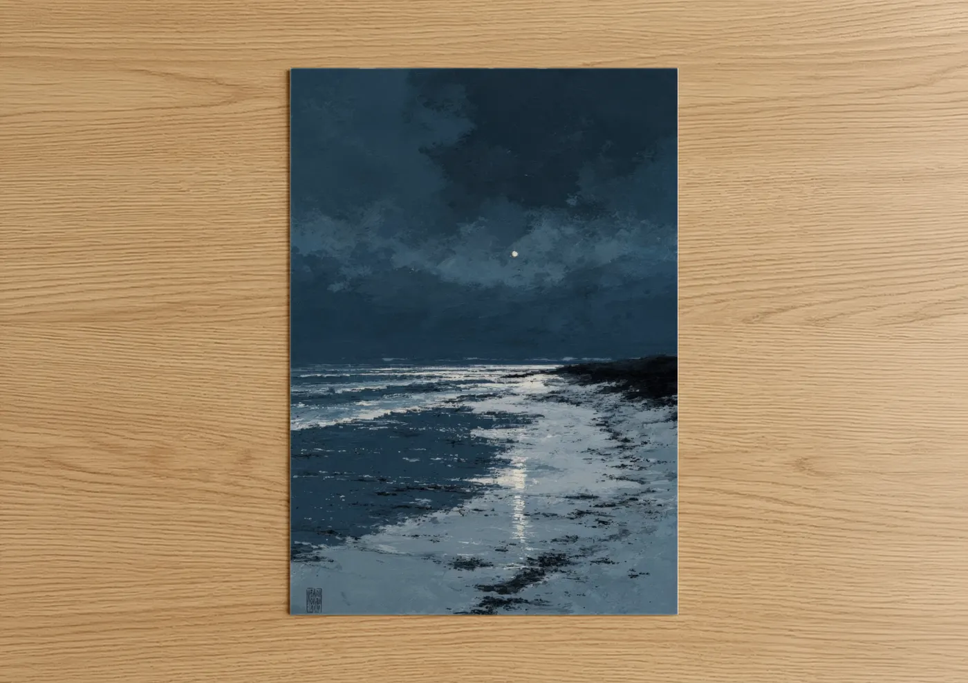Moonlit Island Nighttime Seascape Wall Art