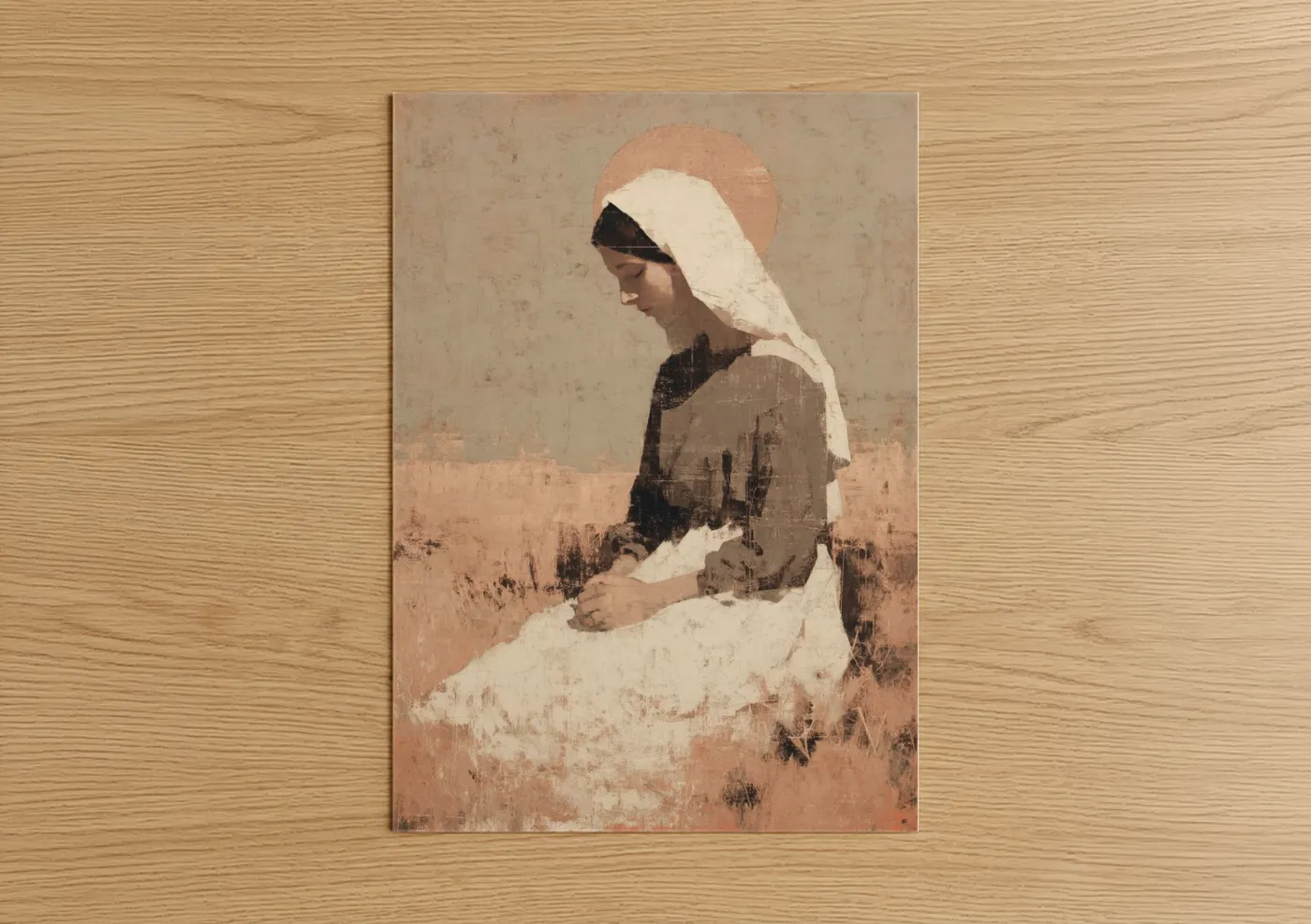 Virgin Mary Contemplative Portrait Wall Art