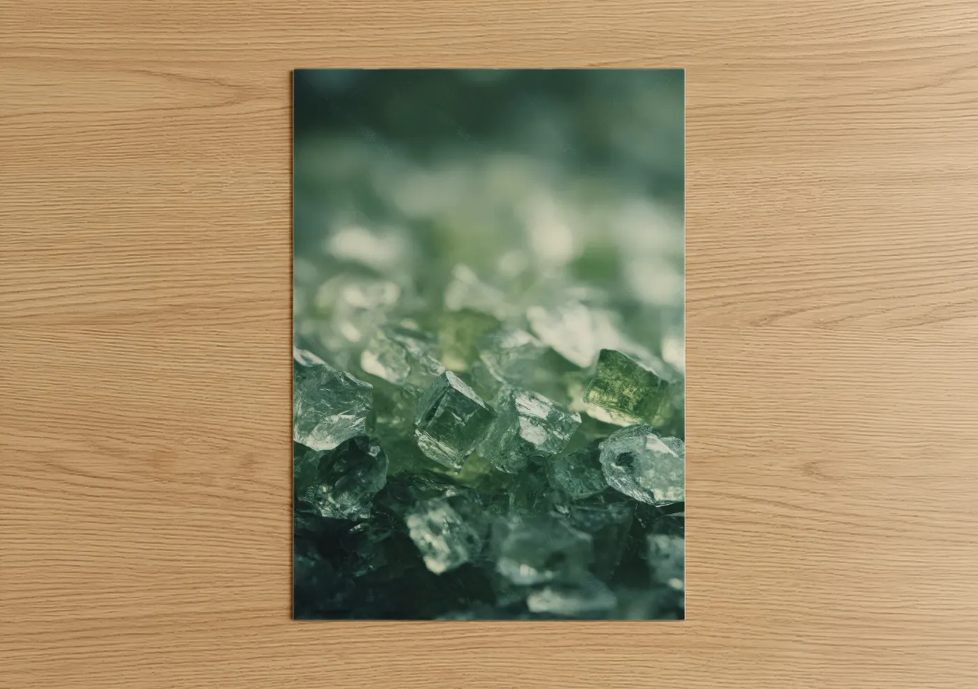 Emerald Glass Shards Texture Photography Wall Art