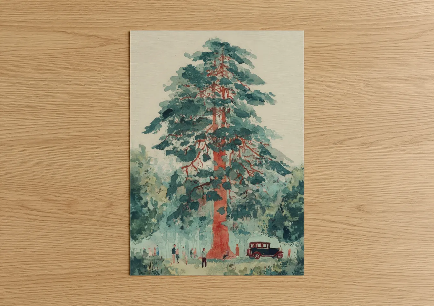 Majestic Redwood Tree Vintage Illustration Wall Art