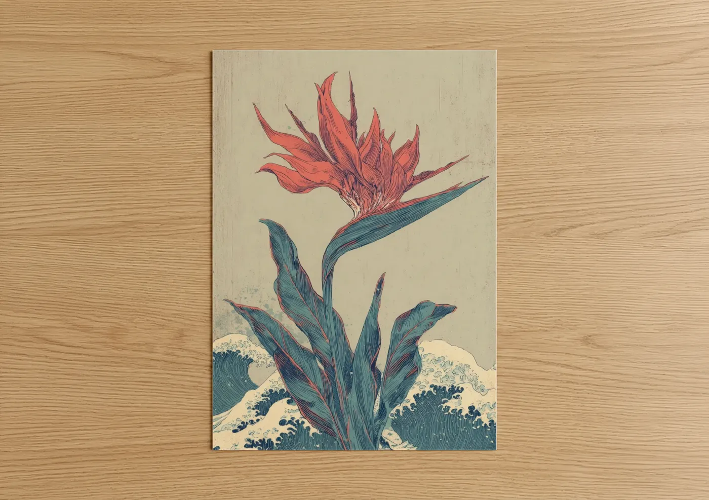 Crimson Bird of Paradise Botanical Wall Art