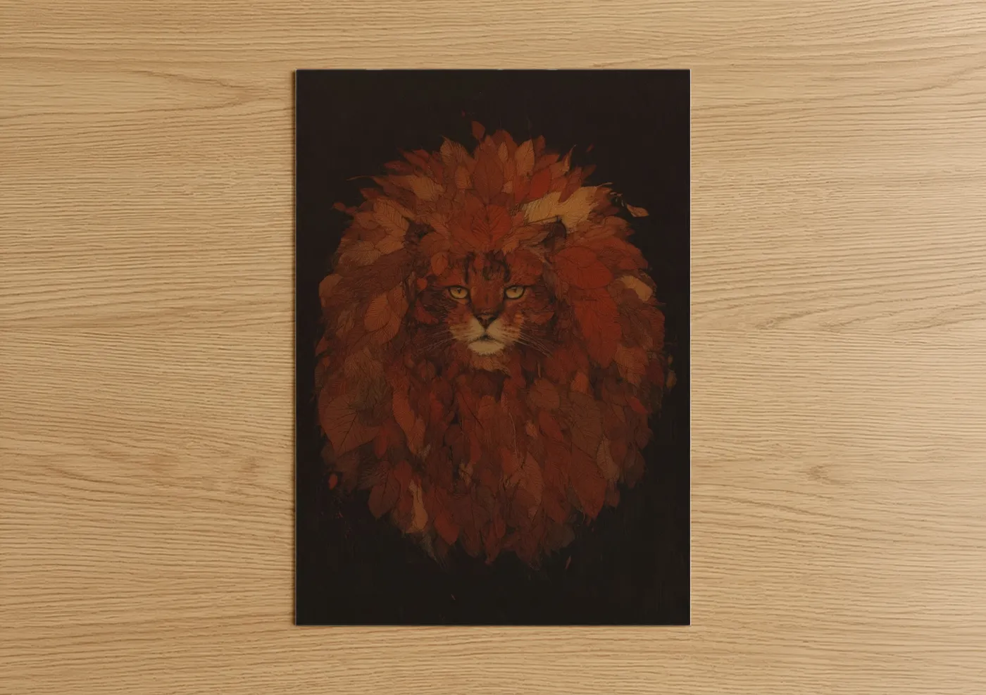Autumn Lion Cat Portrait Wall Art