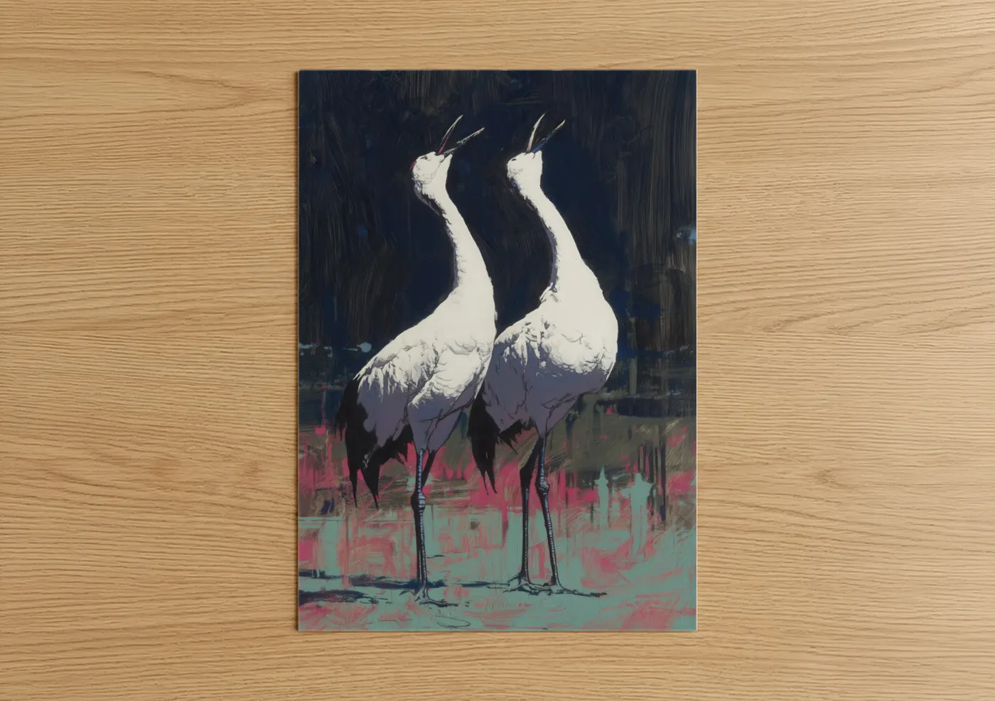 Elegant Crane Pair Modern Wall Art