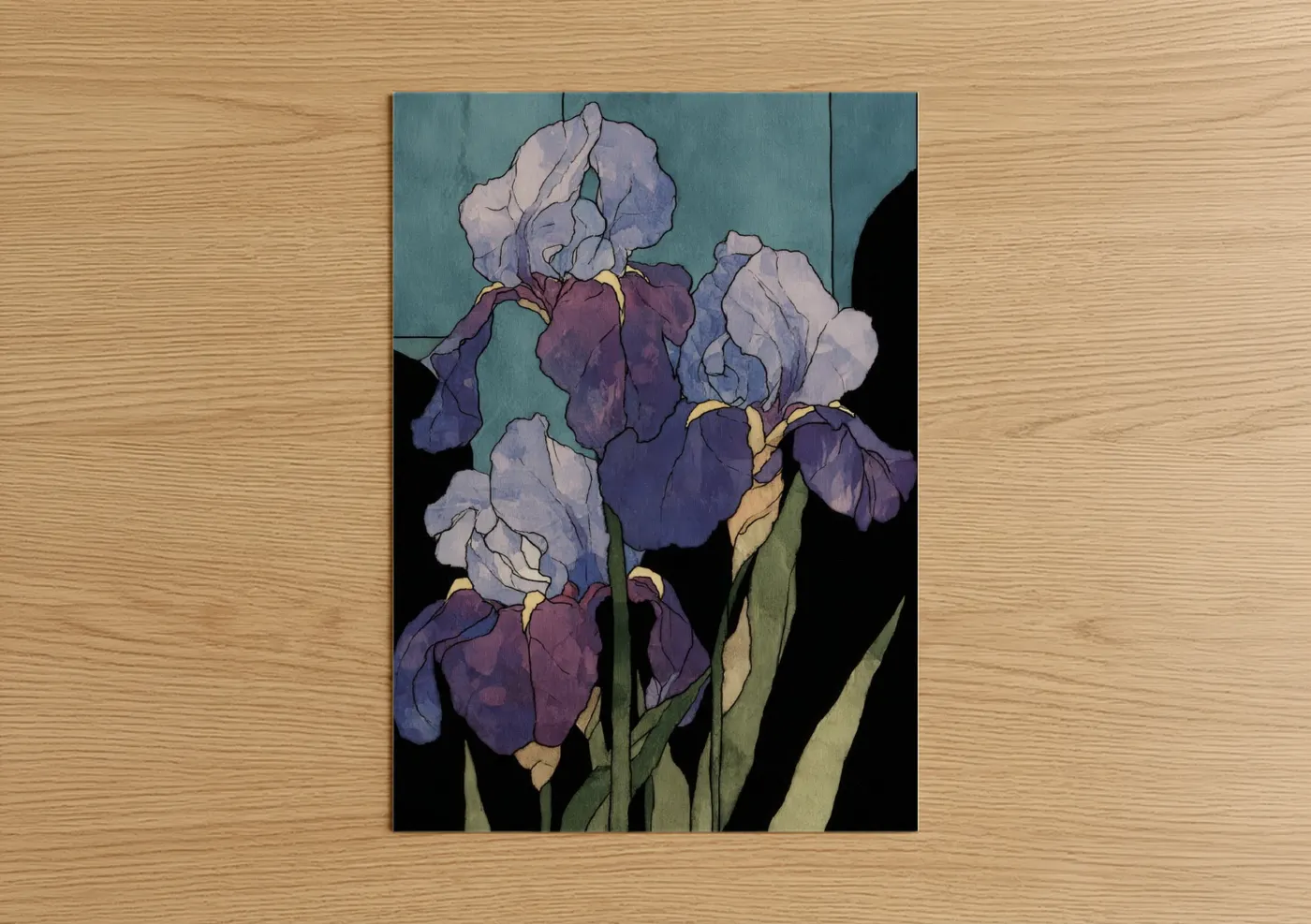 Purple Iris Trio Watercolor Floral Wall Art
