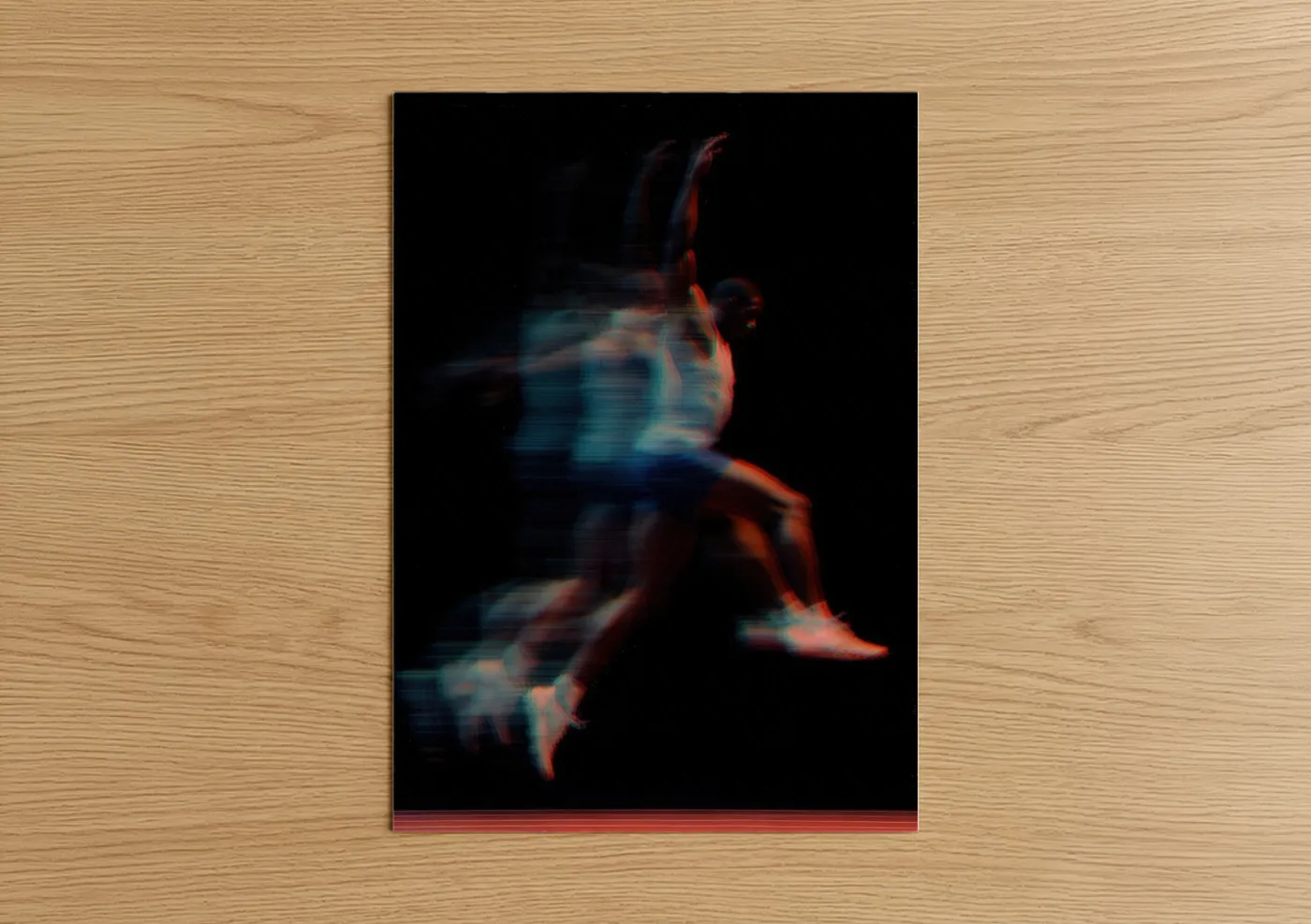 Dynamic Track and Field Athlete Neon Wall Art