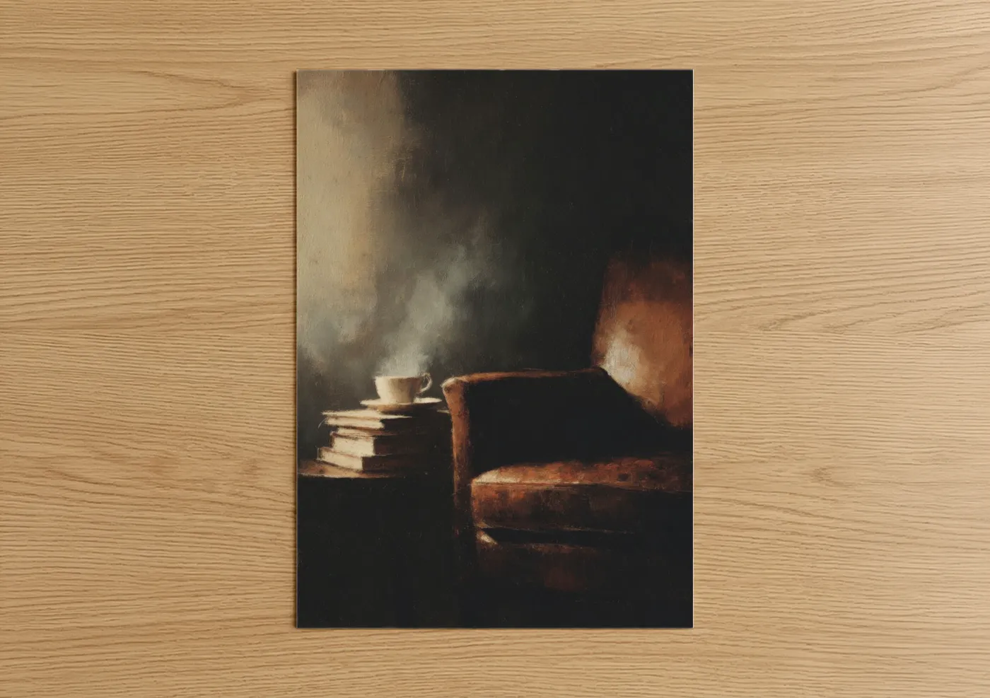 Vintage Armchair Reading Scene Painting Wall Art