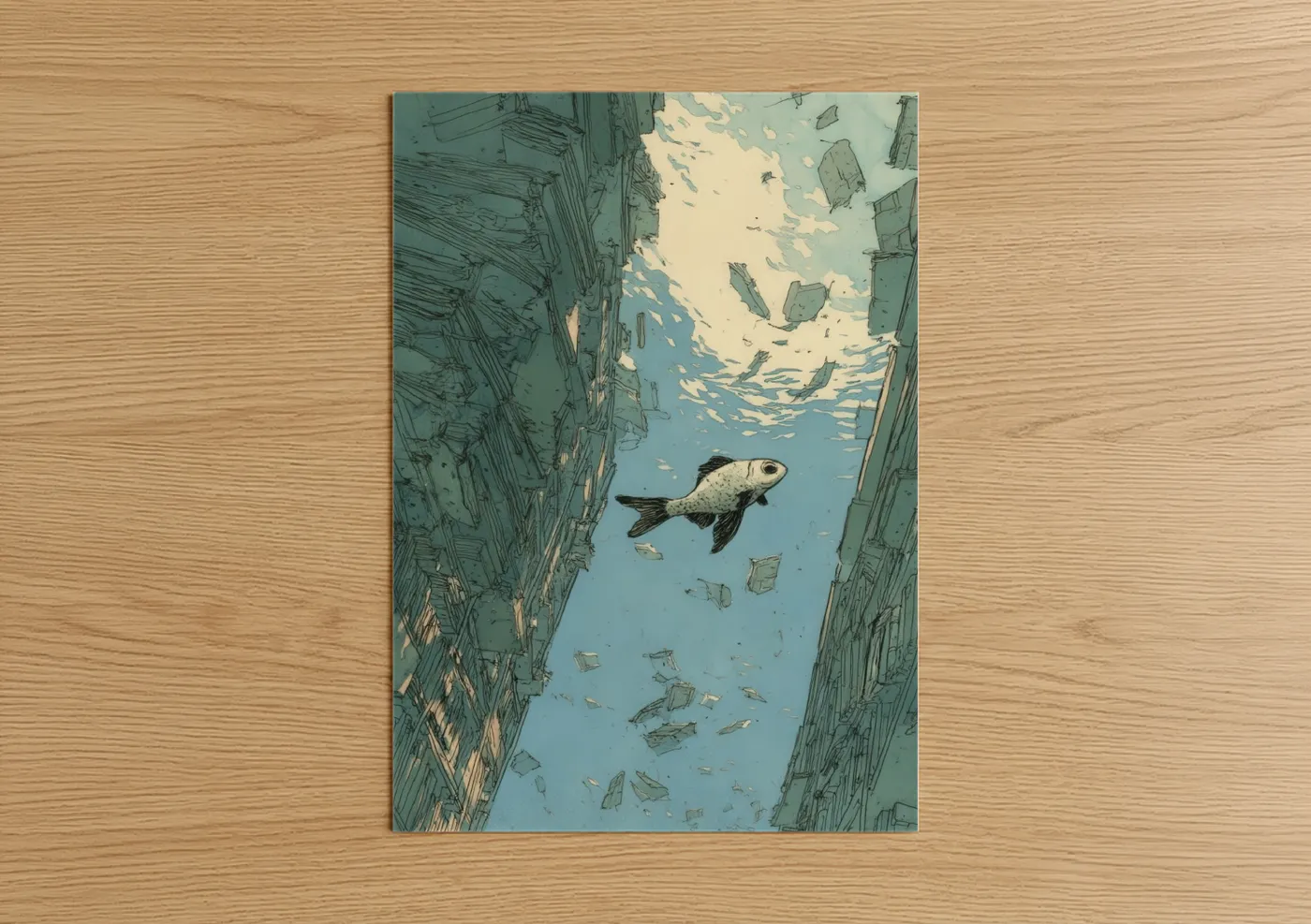 Urban Zebrafish Swimming Architecture Wall Art