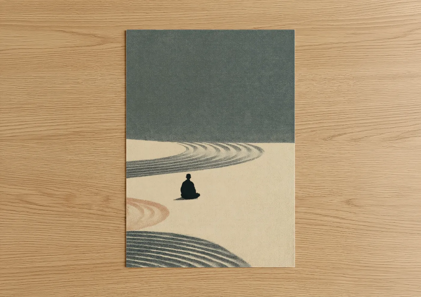 Meditative Yoga Figure Desert Landscape Wall Art