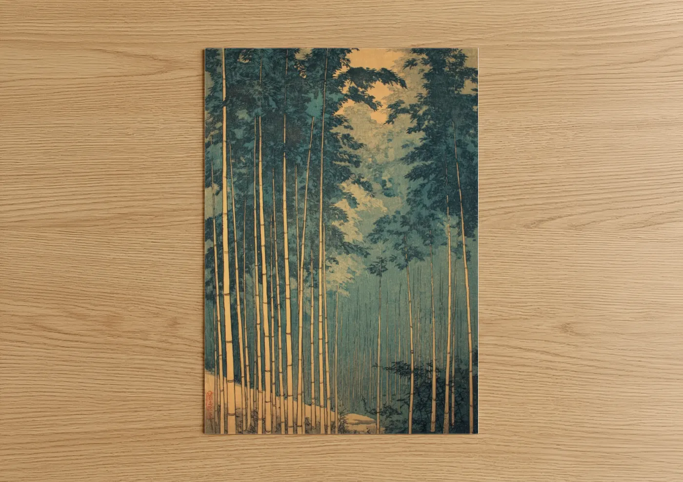 Golden Bamboo Forest Japanese Woodblock Wall Art