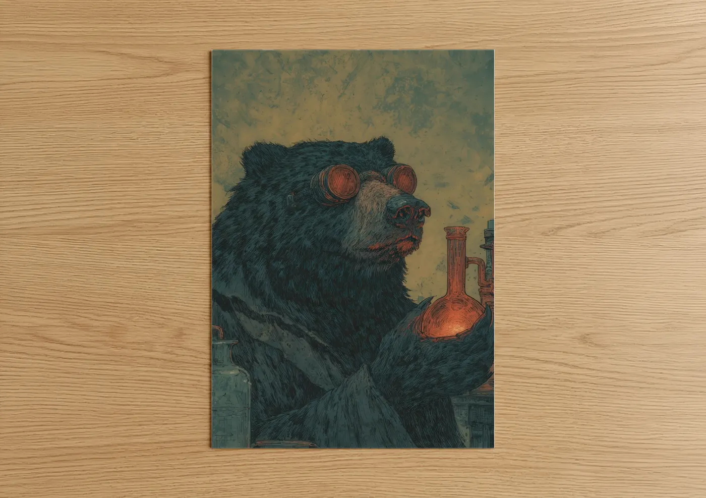 Steampunk Sloth Bear Industrial Wall Art