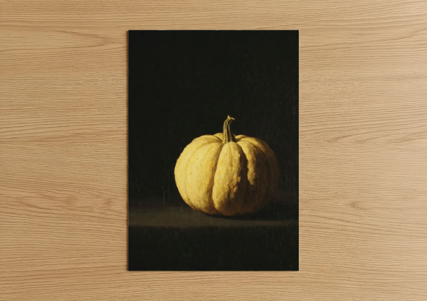 Golden Pumpkin Still Life Painting Wall Art