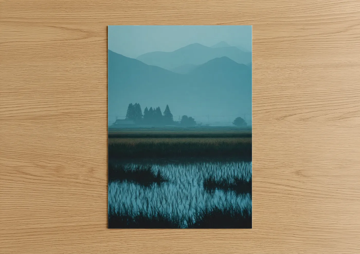 Misty Grain Valley Mountain Landscape Wall Art