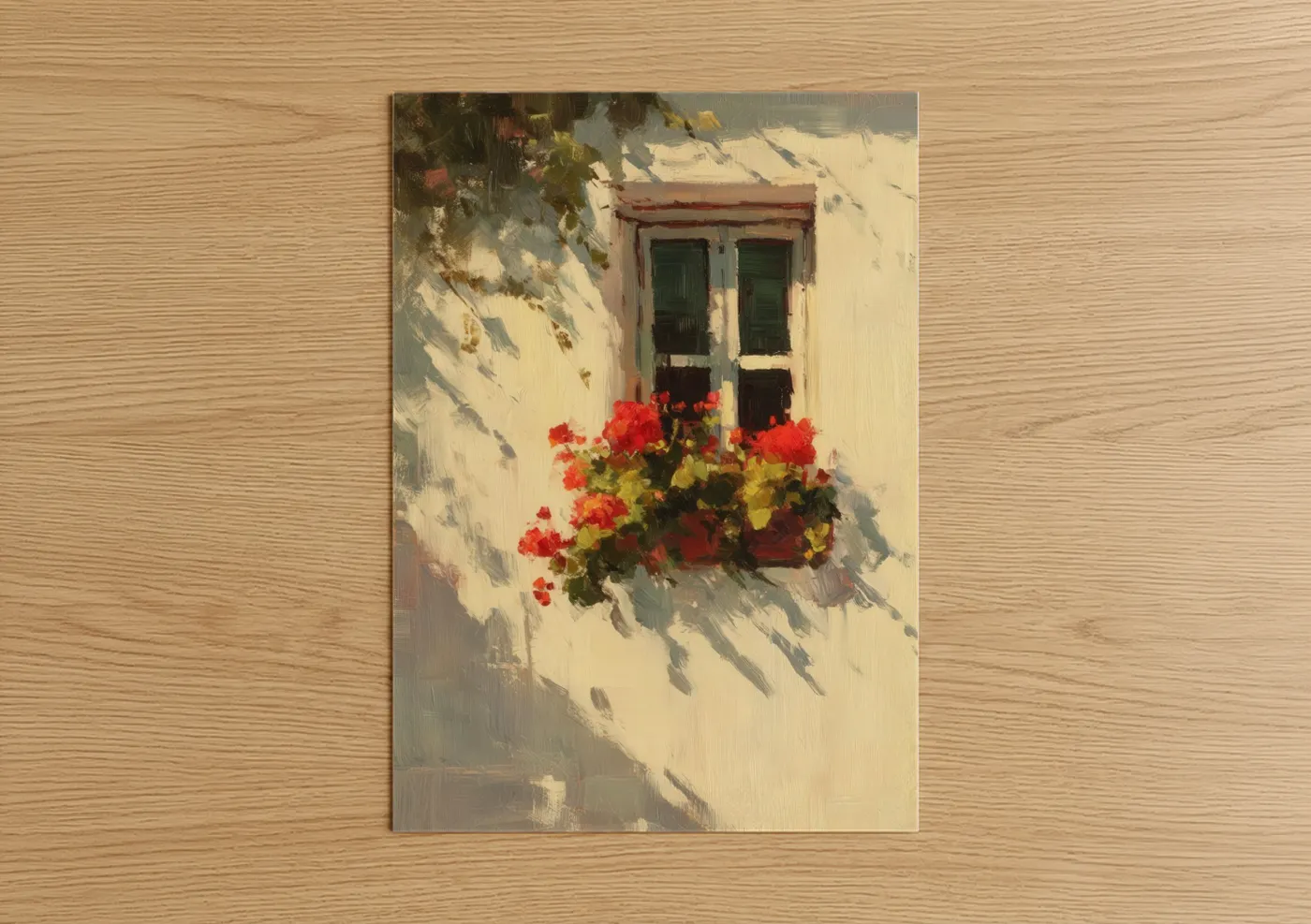 Vibrant Red Geranium Window Box Wall Art