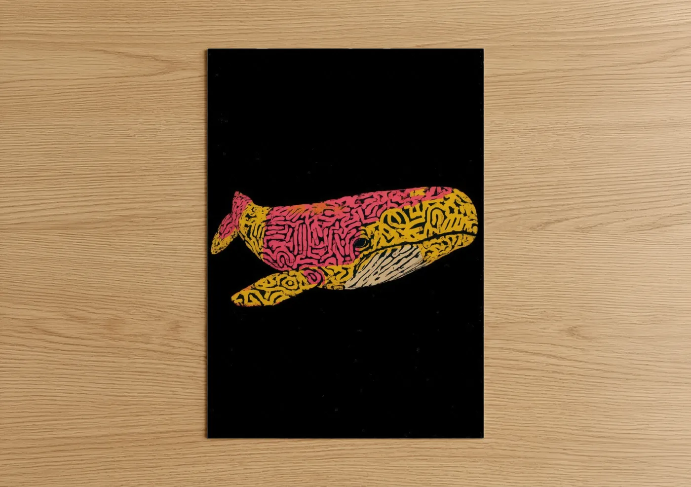 Neon Sperm Whale Abstract Wall Art