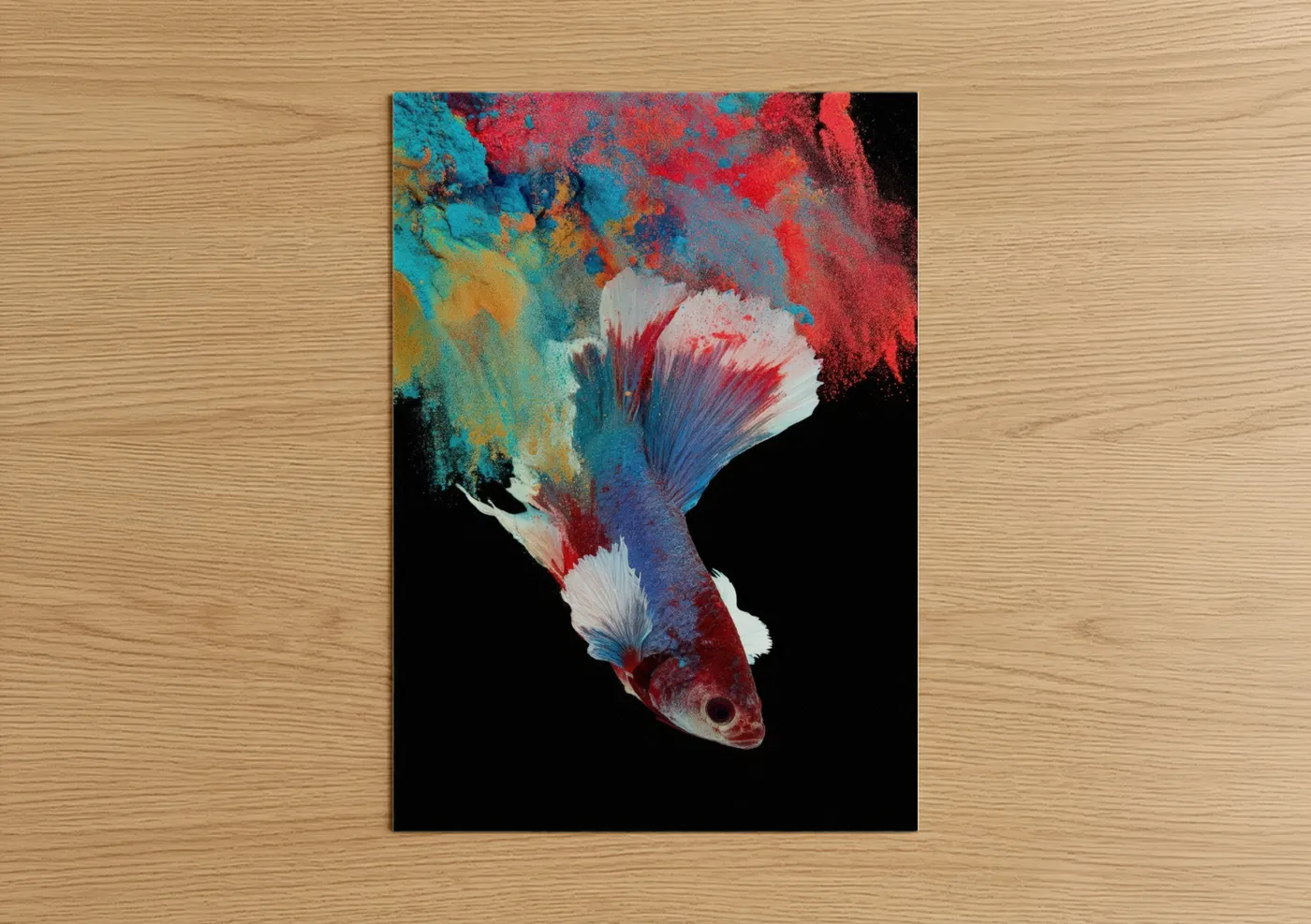 Crimson Betta Fish Abstract Art Wall Art