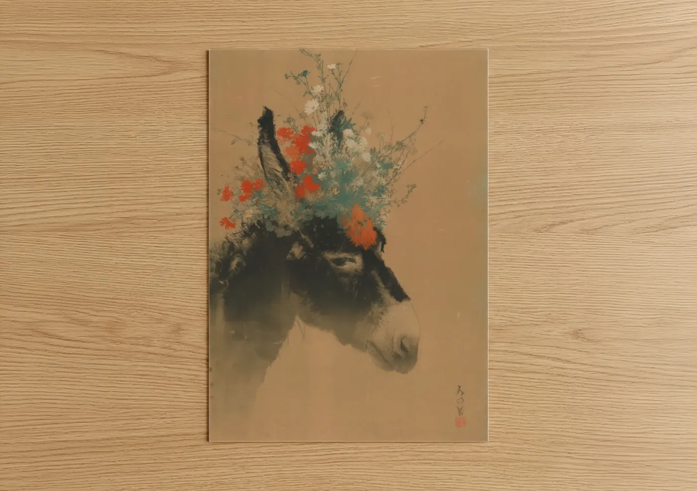 Blooming Donkey Floral Wall Art
