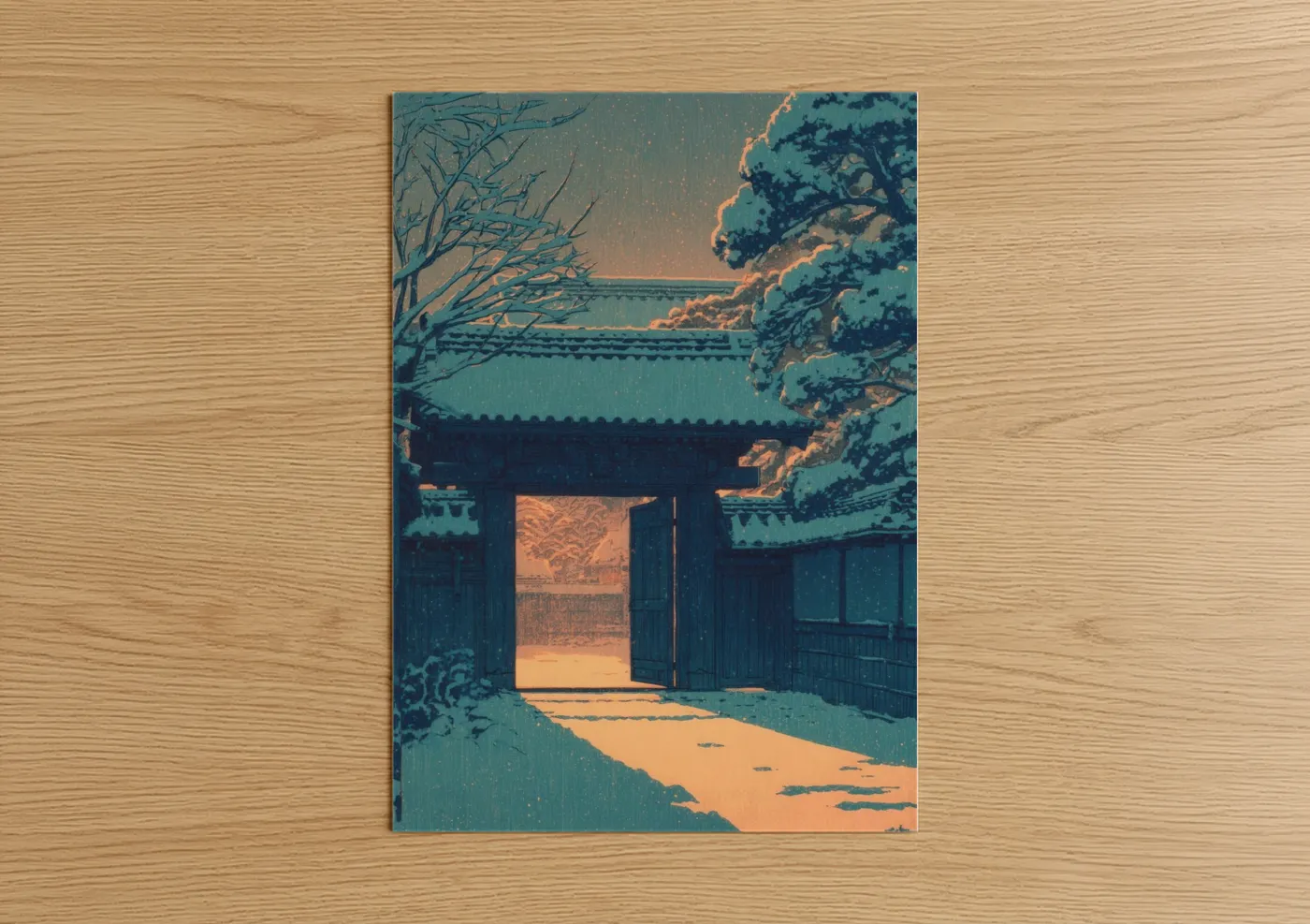 Moonlit Temple Gate Japanese Wall Art