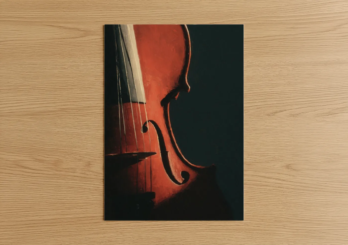 Classical Violin Red Warm Lighting Wall Art